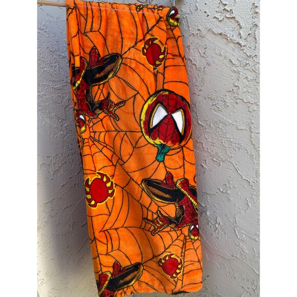 Spiderman Halloween Throw Blanket 50x70 | Pumpkin Web Orange - Picture 3 of 5